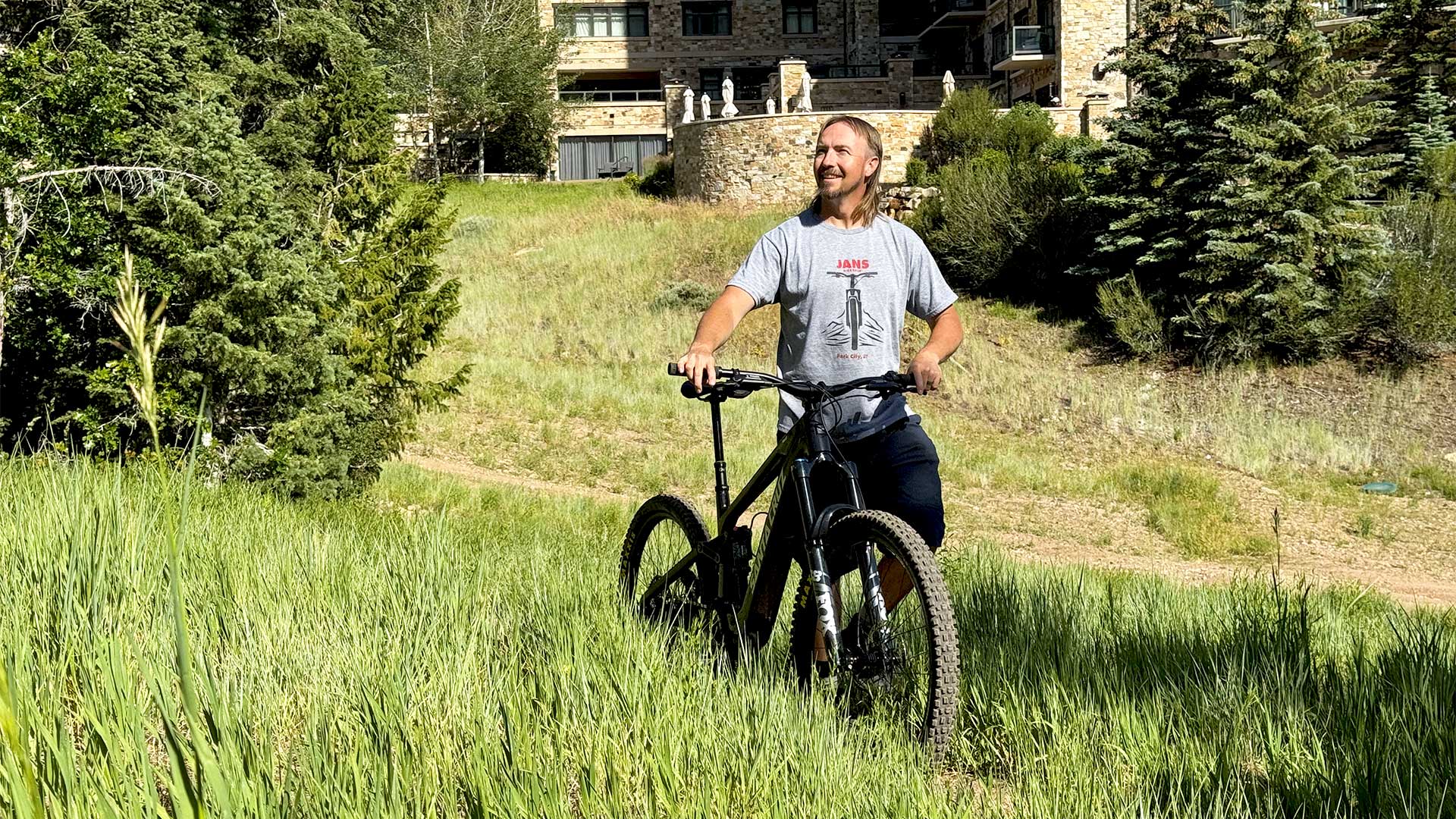 Guided e-mountain bike tour near the St. Regis, Park City, Utah.